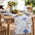 thumbnail image 2 of Table Runner 72 Inches Long for Kitchen Dining, Blue Brown Coastal Dresser Scarf Farmhouse, Dining Table Decorations for Wedding/Parties, Summer Beach Nautical Coral Starfish 18 x 72 In, 2 of 9