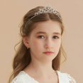 thumbnail image 4 of Tiara de princesa con diamantes de imitación para niños, accesorios de cumpleaños para niñas, corona de cristal nupcial, Tiara, joyería para el cabello de boda JM, 4 of 5