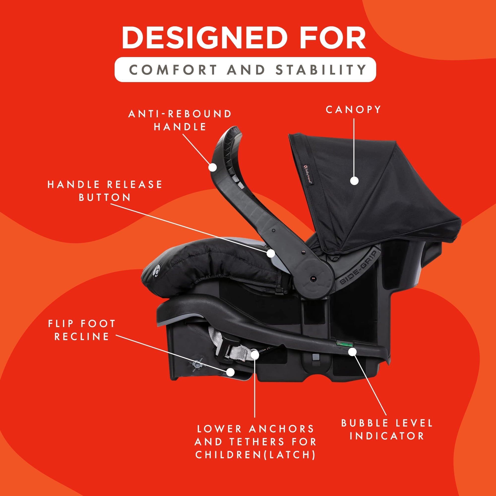 Baby Trend EZ-Lift Plus Lightweight Infant Car Seat, Cozy Cover  Base, Stormy