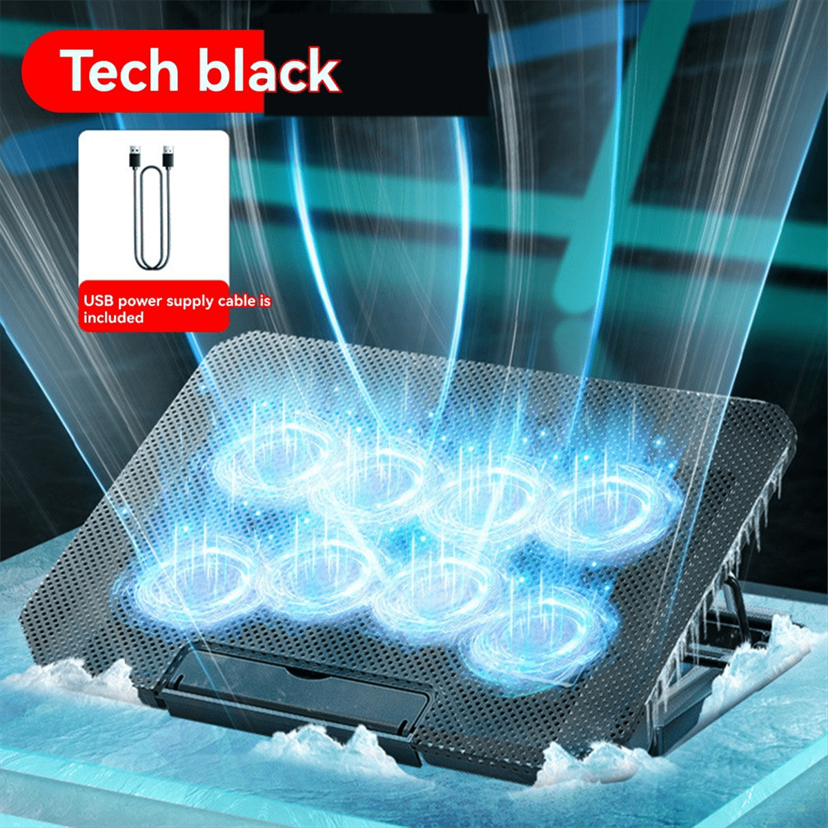 Laptop Cooler Fan Gaming Laptop Cooling Pad with USB Laptop Stand Base for Laptop Cooler Adjustable Angle Wind Speed A,1 * Laptop Cooler Fan,Black