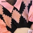 thumbnail image 4 of Suéter de manga larga para mujer, jersey informal de punto con retazos, estilo vintage geométrico, para otoño e invierno, 2023, 4 of 5