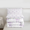 thumbnail image 5 of Erosebridal Cute Bows Bowtie Full Size Comforter Sets For Kids,Cartoon Bowknot Print Bedding Sets,Purple White, Reversible 3pcs, 5 of 7