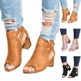 thumbnail image 2 of Dakaela Womens Peep Toe Ankle Booties Suede Side Ankle Strap Heel Sandals Cutout Dress Shoes, 2 of 4
