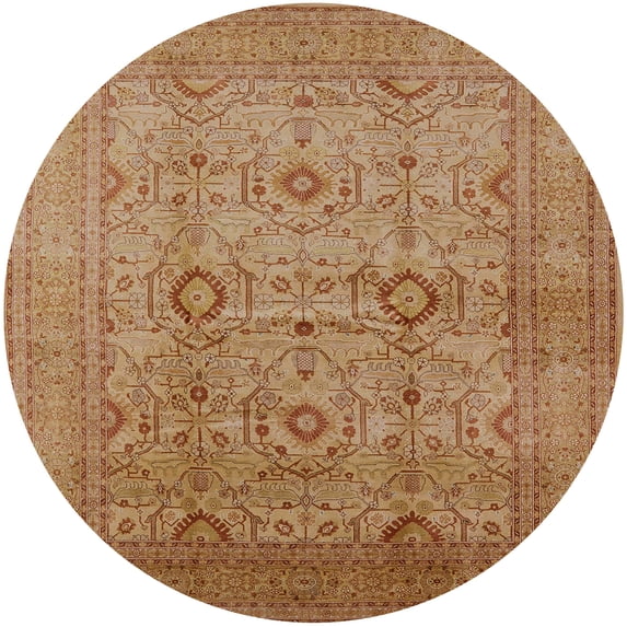 Ahgly Company Indoor Round Mid-Century Modern Brown Sand Brown Oriental Area Rugs, 5' Round