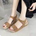 thumbnail image 6 of Sandals for Women Casual Summer Women's Fashion Casual Spring And Summer Style Solid Color Flower Breathable Round Toe Open Toe One-Line Buckle Thick Bottom Wedge Heel Sandals Yellow, 6 of 7