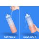 thumbnail image 2 of Botella de agua de 1 litro, botella con pajita y marcador de tiempo, botella deportiva a prueba de fugas con tapa sin BPA para deportes, gimnasio, oficina, camping, correr, degradado azul, 2 of 7