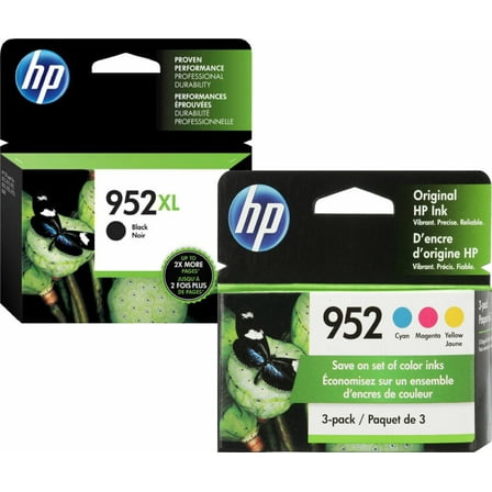 HP 952XL/952 High Yield Black and HP 952 Cyan/Magenta/Yellow Ink Cartridges (Pack of 4) N9K28AN