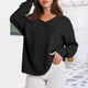 thumbnail image 4 of Suéter Suéter elegante con abertura lateral para mujer, suéter básico cómodo para ir al trabajo Cgtredaw Negro T S para Mujer, 4 of 6