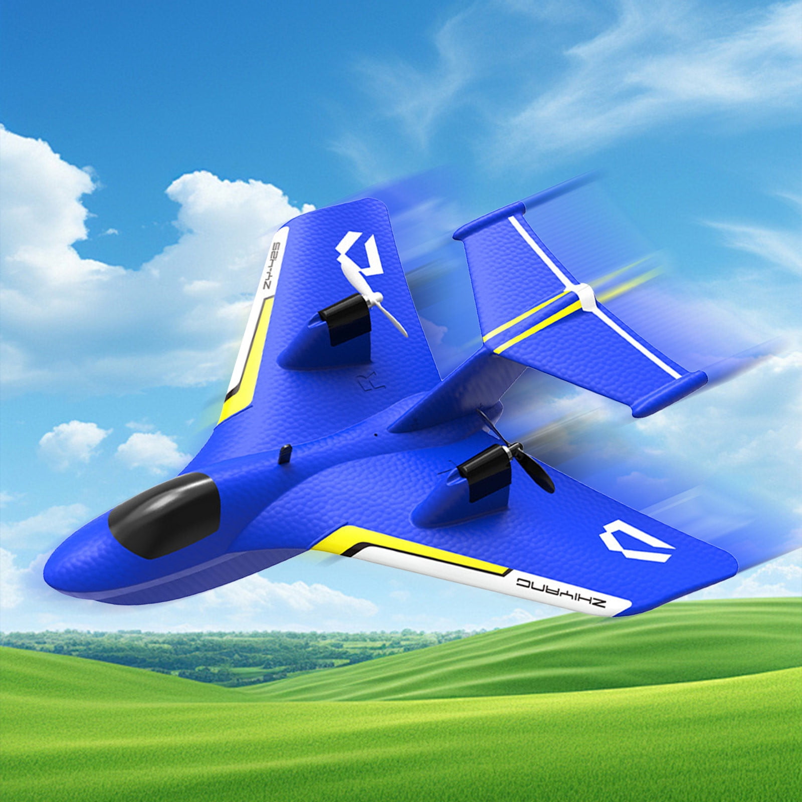 Blue 2 Channel Remote Control Foam Airplane Water And Land Drone With Led Lights 30 Min Flight Time Rtf Plane For Beginners No Battery Required 300G