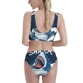 thumbnail image 3 of Daiia Shark printed 2 piece Swimsuit Bikinis for Women High Waisted Racerback Bathing Suits Summer Tummy Control Scoop Neck Swimwear-Large, 3 of 8