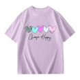 thumbnail image 5 of Big Girls Shirts Size 8-12 Crewneck Short Sleeved Cartoon Graphic Prints Tee Shirt Soft and Comfortable Oversized Pullover Tops(Heart, Light , 3 -4 Years), 5 of 6