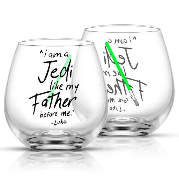 JoyJolt Star Wars New Hope Lightsaber Stemless Drinking Glass-15 oz-Set of 2 - 15 oz Luke Skywalker™ Green Lightsaber