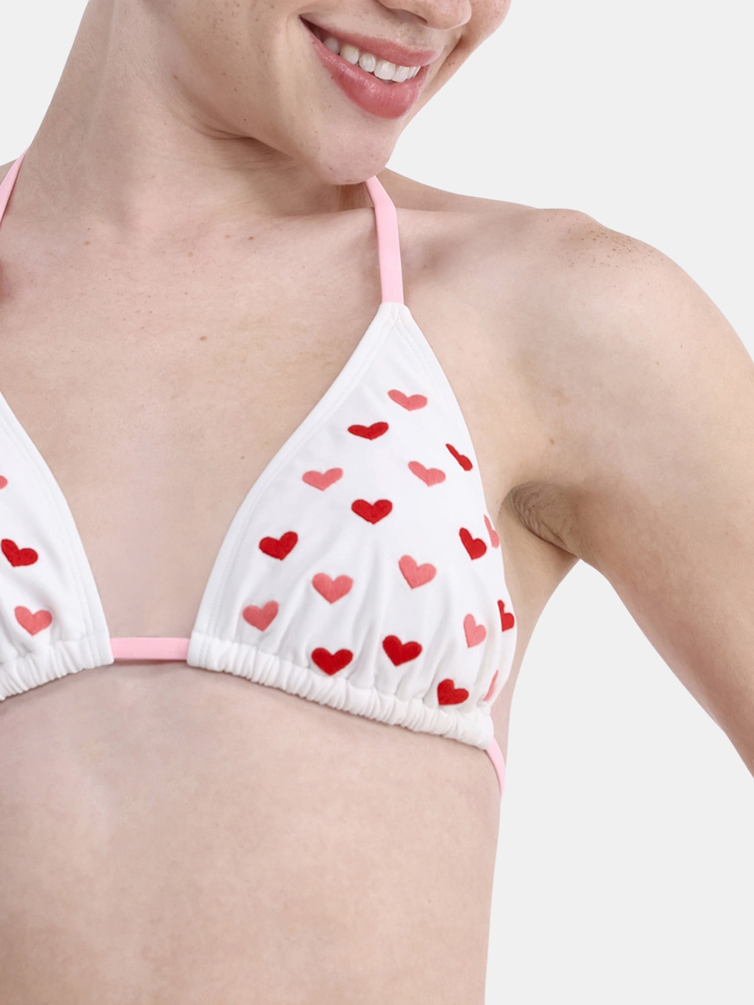 No Boundaries Women's Love Club Embroidery Triangle Bikini Top, Sizes XXS - XXL