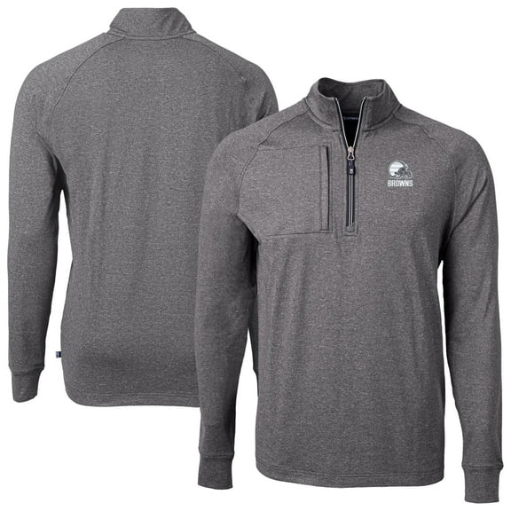 Men's Cutter & Buck  Heather Black Cleveland Browns Big & Tall Adapt Eco Knit Quarter-Zip Top