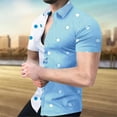 thumbnail image 2 of Camisa multicolor de manga corta con botones de solapa y estampado 3D para hombre Pompotops  oipoqjl25443, 2 of 3