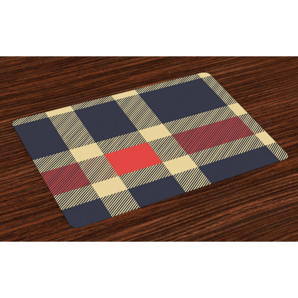 Checkered Placemats Set of 4 Vintage Plaid Scottish Tartan Pattern with