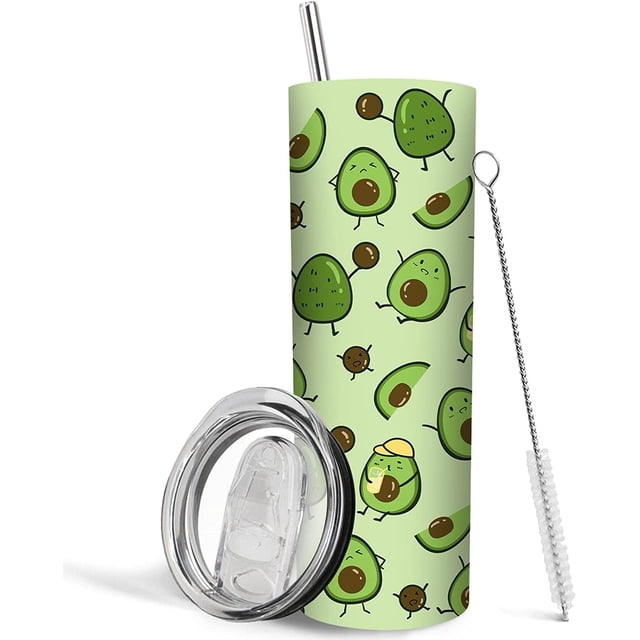 Avocado Gifts for Avocado Lovers, Avocado Gifts, Avocado Tumbler, Avocado Mug, Avocado Coffee Cup, Avocado Stuff, Birthday Gifts for Women Friend, 20oz Insulated Tumbler with Lid and Straw