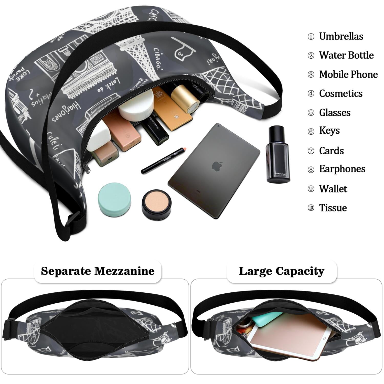 Shoulder Bag for Women Men Trendy Nylon Cross Body Hobo Bag with Adjustable Strap