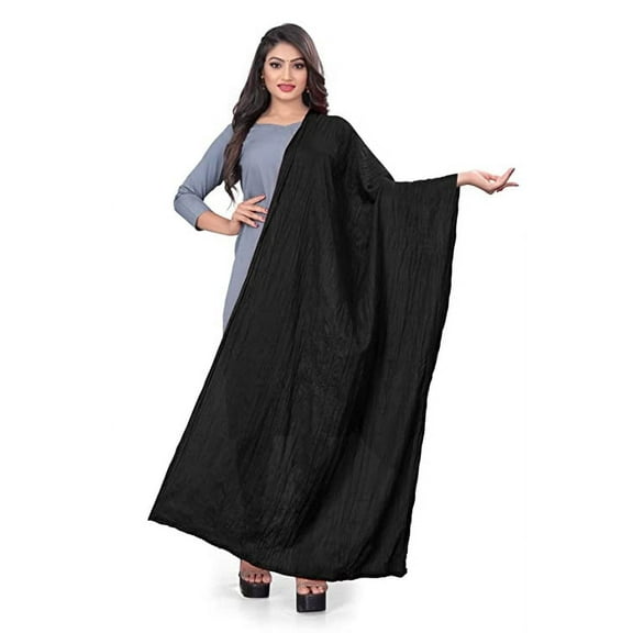 Stylesindia Cotton Solid Colors Women Dupatta scarves Shawl (BLack)