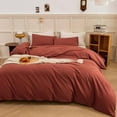 thumbnail image 3 of Duvet Cover King Size - Linen Feel Organic Natural 100% Washed Cotton, Soft Breathable 3 Pieces Bedding Set with Zipper Closure, Burnt Brick Red, 3 of 9