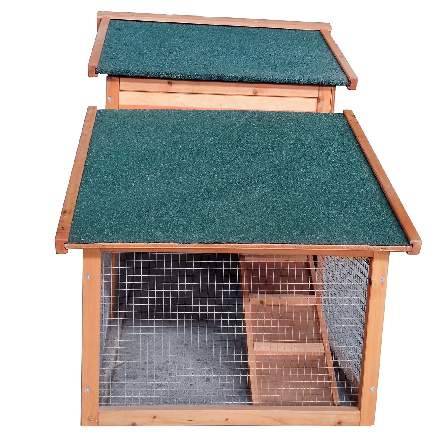 Pefilos 70" Large Wooden Outdoor Rabbit Hutch Chicken Coop with Ramp, Weatherproof Roof, UV Resistant, Indoor Outdoor Double Layer Luxury Pet Cage, Natural Pefilos 70" Large Wooden Outdoor Rabbit Hutch Chicken Coop with Ramp, Weatherproof Roof, UV Resistant, Indoor Outdoor Double Layer Luxury Pet Cage, Natural