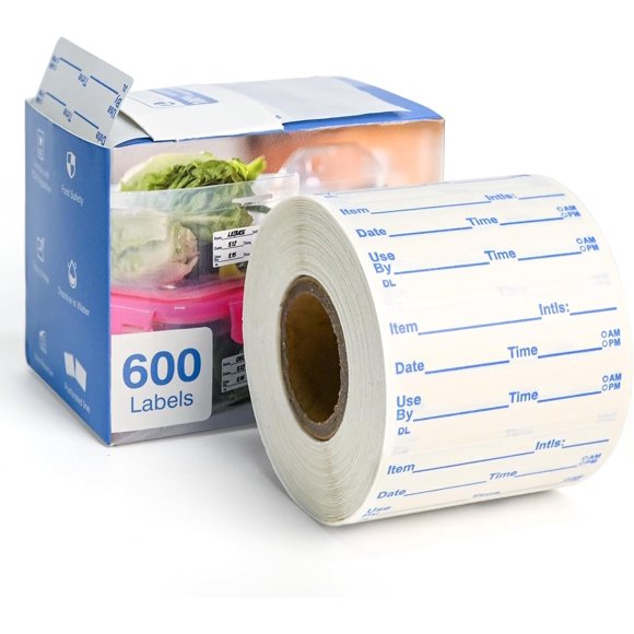 L LIKED 1x2 in Dissolvable Food Labels, 600 Pcs Dissolved Freezer Labels for Food Storage Containers, Canning, Jam Jar, Mason Jars, Blue