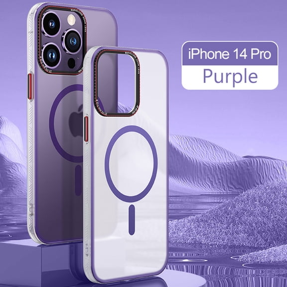 Cover for iPhone 14 Pro Max Case with Magnetic,Compatible with MagSafe,Translucent Matte Hard PC Back Cover Slim Bumper Shockproof Protective Case for iPhone 14 Pro Max 6.7 inch, Purple