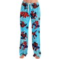 thumbnail image 2 of Spider Hero Women's Pajama Pants Loose Lounge Wear Elastic Waist Drawstring Sleepwear Graphic Printed Casual Home Pajamas Soft Straight Leg Pj Bottoms for Everyday Comfort, Blue, XXL, 2 of 7