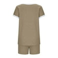 thumbnail image 4 of DDAPJ pyju Womens Loungewear Set Short Sleeve Tops and Shorts 2 Piece Outfits Matching Lounge Pajama Set with Pockets Lightning Sales of Today Khaki XL, 4 of 6