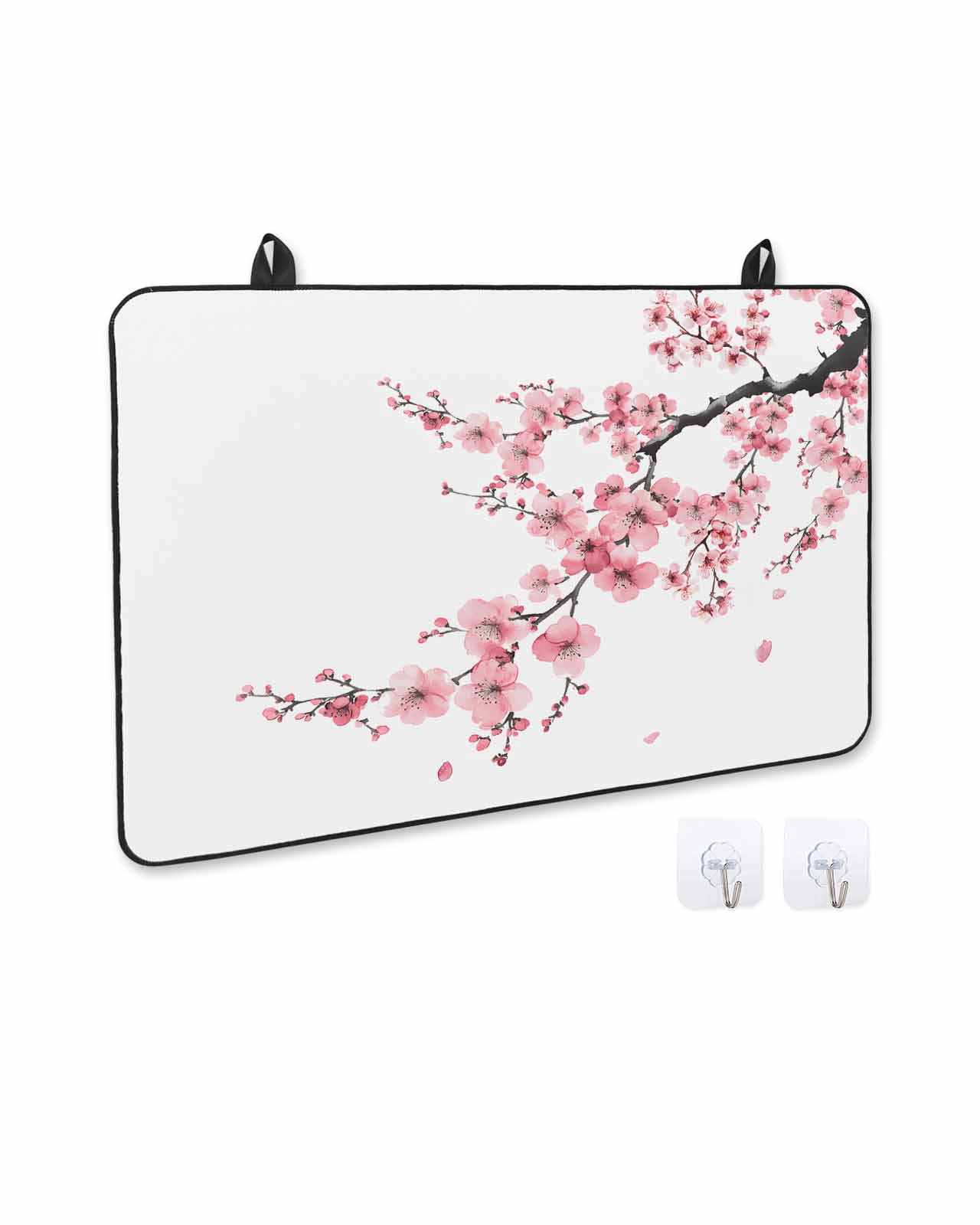nqOlkjepod Large Induction Cooktop Protector Mat 36"x21", Pink Flower Stove Top Covers for Electric Stove, Spring Summer Botanical Floral Branches Stove Burner Cover Mats, Glass Top Stove Cover