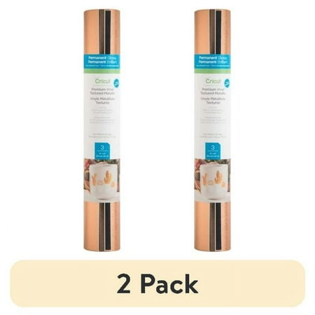 (2 pack) Cricut Premium Vinyl Textured Metallic Sampler, Dark Metals - Permanent, 12" x 24"
