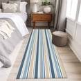 thumbnail image 4 of 2'x6' Rug Runners for Hallways Kitchen, Khaki Blue Striped Non Slip Entryway Beside Floor Carpet Runner, Farmhouse Stripes Modern Abstract Art Laundry Room Bedroom Throw Rugs Mat for Family Pet, 4 of 8