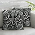 thumbnail image 3 of Orinice  Octopus Throw Pillow Cushion Cover, Trippy Nautical Mandala Abstract Art with Tentacle and Floral Elements Design, Decorative Square Accent Pillow Case,  Grey White, 3 of 5