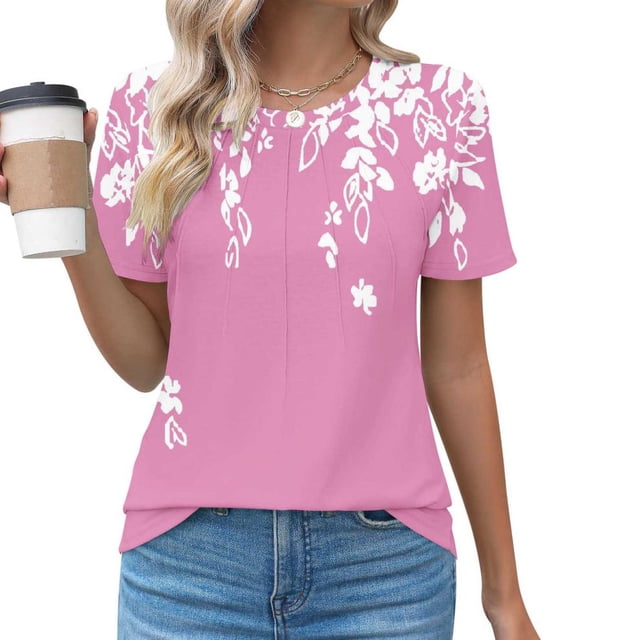 SDNall Womens Round Neck Fashionable Casual Short Sleeved Spring/summer Top