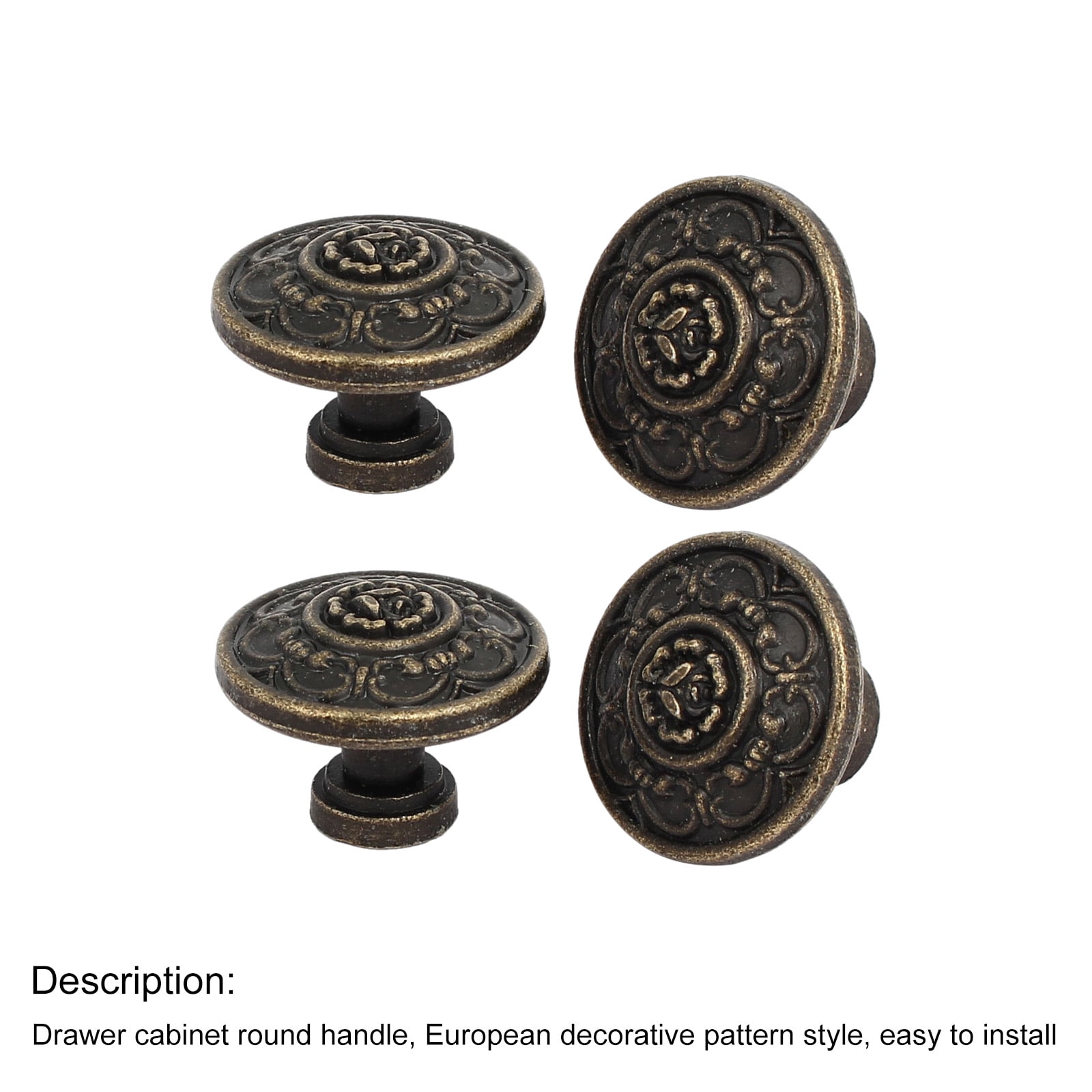 Unique Bargains 4 Pack Metal Drawer Cabinet Handles Knobs Bronze Tone Finish