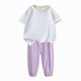 thumbnail image 4 of Mitankcoo Two Piece Outfits for Girls Short Sleeve Crew Neck Tops & Wide Leg Pants Daily Casual Wear, 4 of 8
