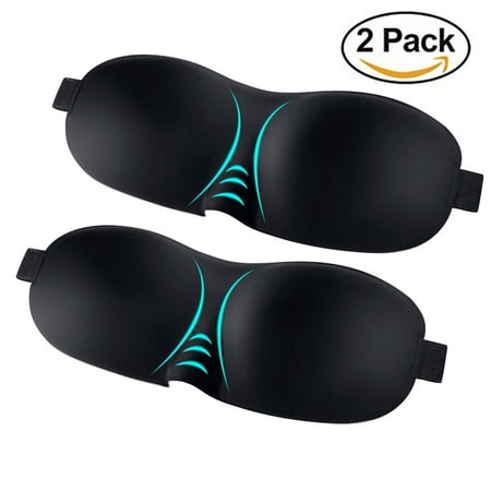 2-Pack Ultra Comfortable Sleep Mask Adjustable 3D Soft Eye Sleeping Masks for Travel, Spa, Naps, Airplane, Meditation, Eyeshade for Kids Women Men (Black),Travel Sleeping Blindfold