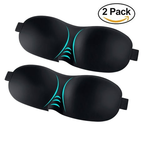 Aromatherapy Sleeping Mask 2-Pack Ultra Comfortable Sleep Mask Adjustable 3D Soft Eye Sleeping Masks for Travel, Spa, Naps, Airplane, Meditation, Eyeshade for Kids Women Men (Black),Travel Sleeping Blindfold ()
