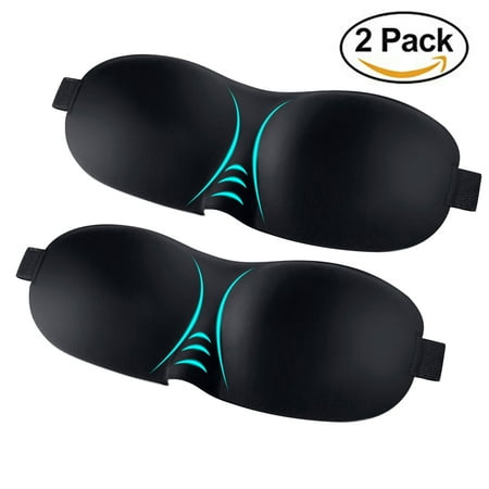 2-Pack Ultra Comfortable Sleep Mask Adjustable 3D Soft Eye Sleeping Masks for Travel, Spa, Naps, Airplane, Meditation, Eyeshade for Kids Women Men (Black),Travel Sleeping (Best Sleep Mask For Dark Circles)