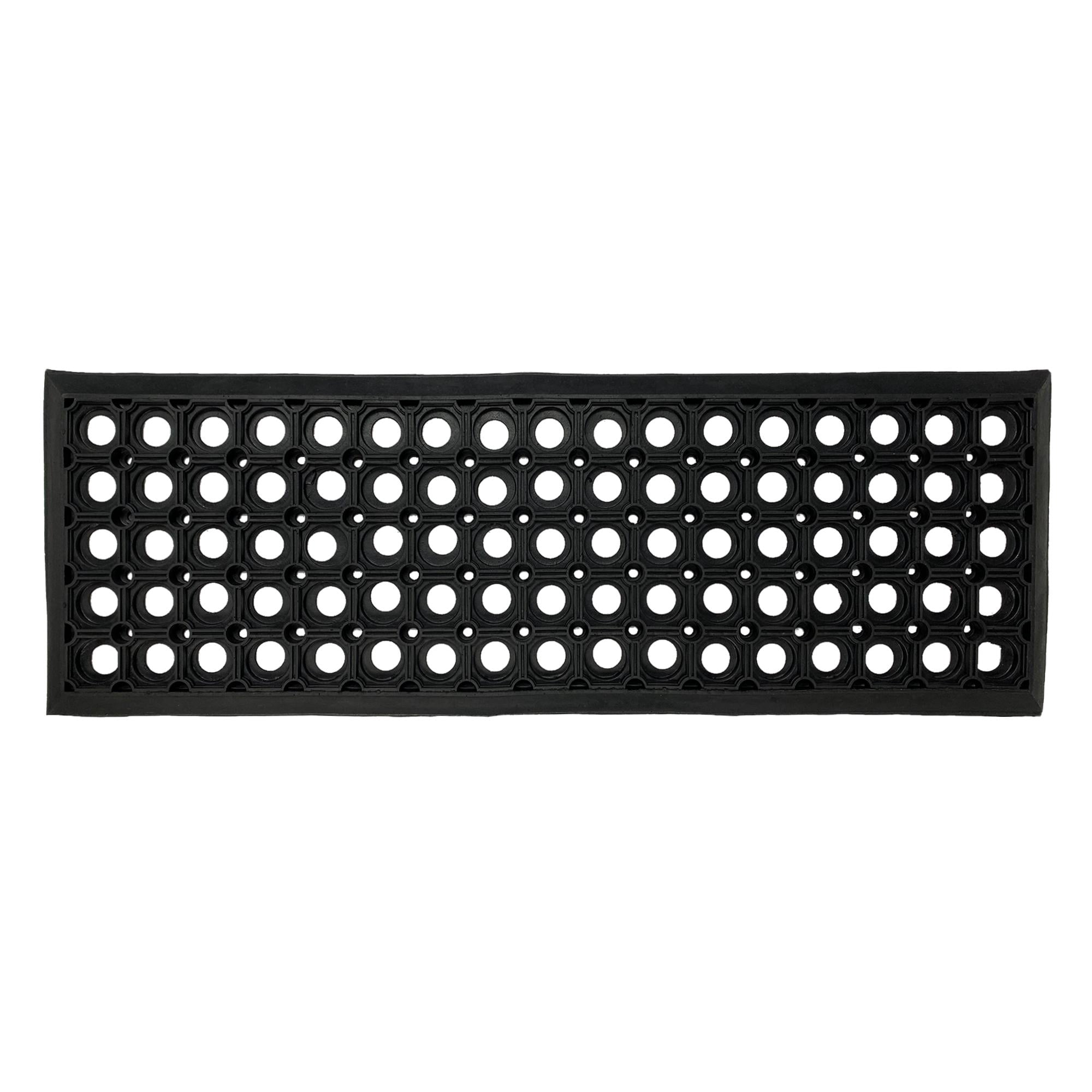 Ottomanson Outdoor Rubber Stair Treads 10" x 30" (5 Pack) – Non-Slip Stair Mats, Black Perforated