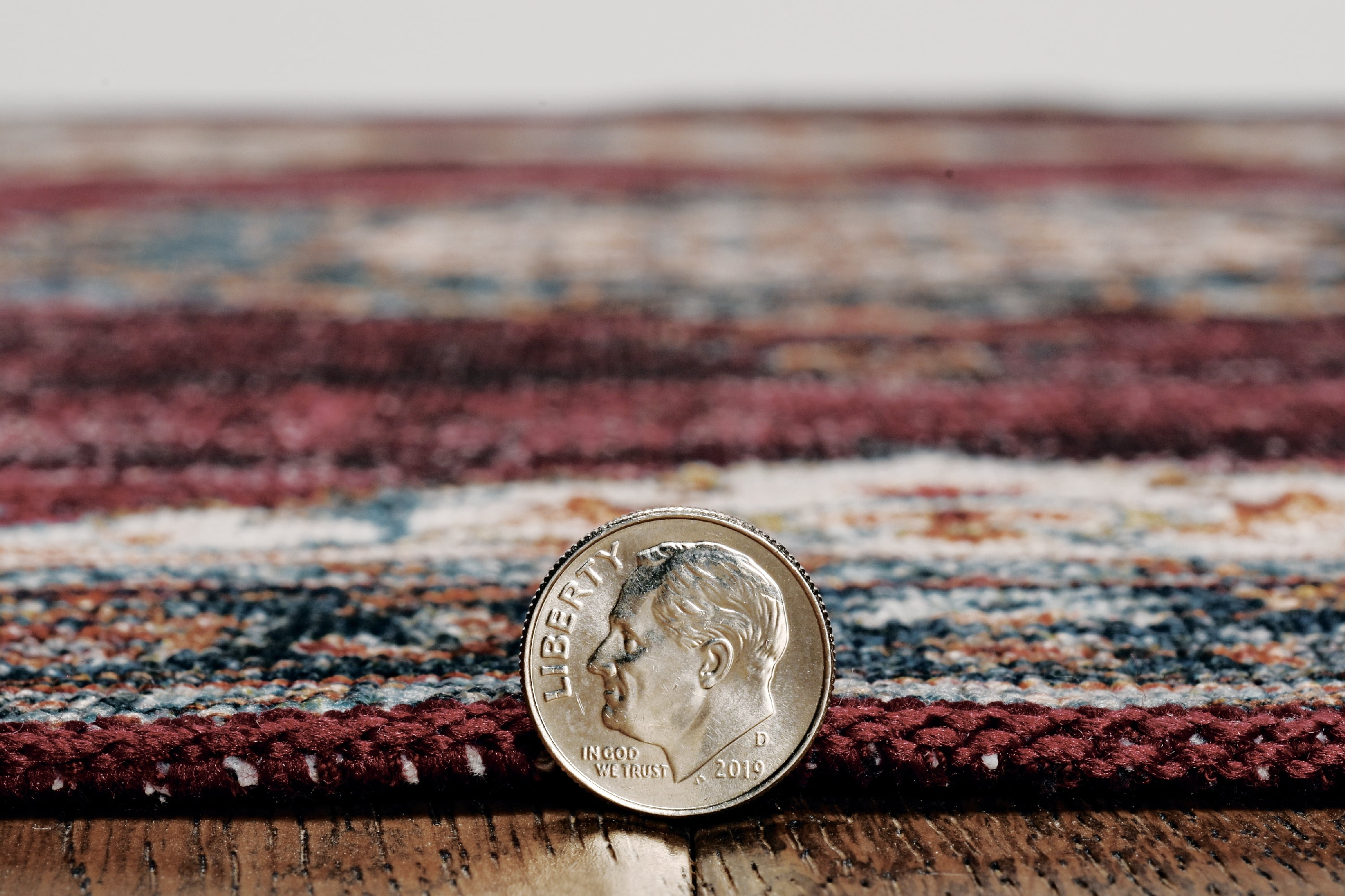 Linon Home Décor Washable Bryant Area Rug or Runner Collection, Ivory and Burgundy, 5' x 7'