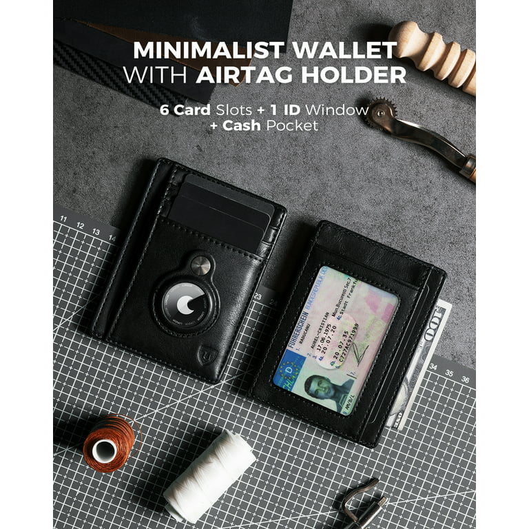 AirTag Minimalist Card Wallet  Genuine Leather Wallet RFID Blocking