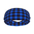 thumbnail image 3 of Rocae Buffalo Plaid Blue Black for Sweatbands Sports Headband for Men and Women,Fashion Sweat Bands Headbands for Running,Cycling,Football, Yoga, Fitness, 3 of 9