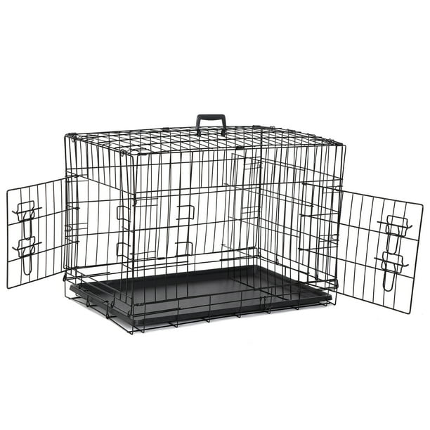 ZENY 30" Metal Dog Crate Double Door Pet Cage Foldable Dog Cage