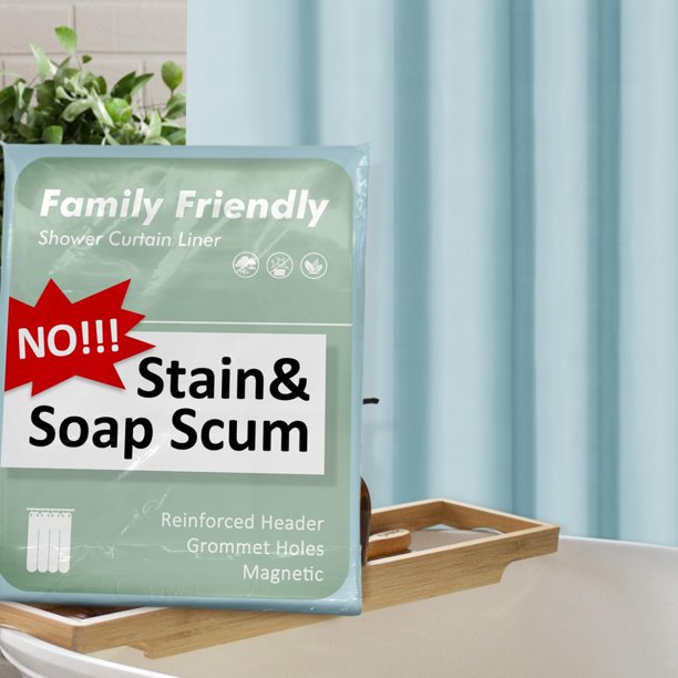Forro de cortina de ducha esmerilado – Forro de ducha de PEVA premium para baño, sin BPA ni PVC, sin olor químico, cortina de ducha ligera con 3 imanes, ojales de metal – Escarcha, tamaño estándar