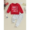thumbnail image 3 of Elippeo Baby 2 Piece Cute Outfit 6M 12M 18M 24M 3Y Christmas Letter Print Long Sleeve Sweatshirt and Elastic Pants Set for Newborn Fall Clothes, 3 of 10