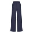 thumbnail image 5 of HKYNLAG Womens Cotton Linen Pants With Pockets Pull On Petite Summer Pants Drawstring Elastic Waist Pants Lounge Pants Straight Leg Lightweight Trousers Navy L, 5 of 5