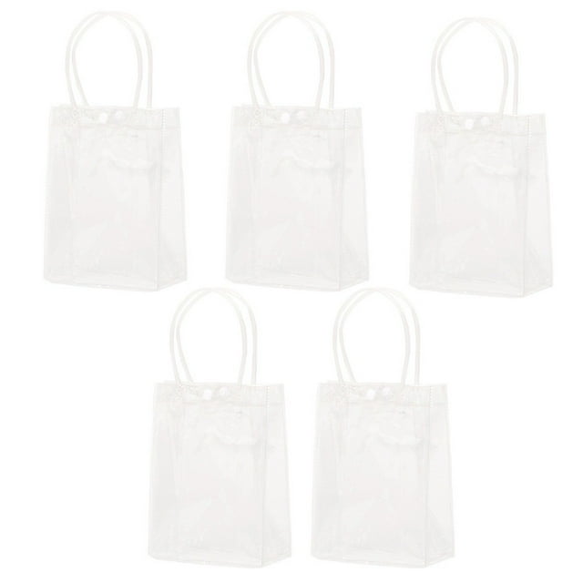 5 Pcs Sac Fourre-Tout Réutilisable en Plastique PVC Transparent avec Poignée Transparente Beau Sac-Cadeau