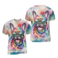 thumbnail image 3 of Hippie French Bulldog Portrait Watercolor Tie-Dye Vintage Styles All Over Print 3D Shirt Unisex Merch Dog Lover Gifts - 00014, 3 of 6