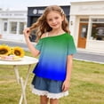 thumbnail image 5 of Hxshgdsn Girls T Shirt Off The Shoulder Short Sleeve Gradient Color Tops For Kids Casual Summer Outfits Dark Blue 11 Years, 5 of 8